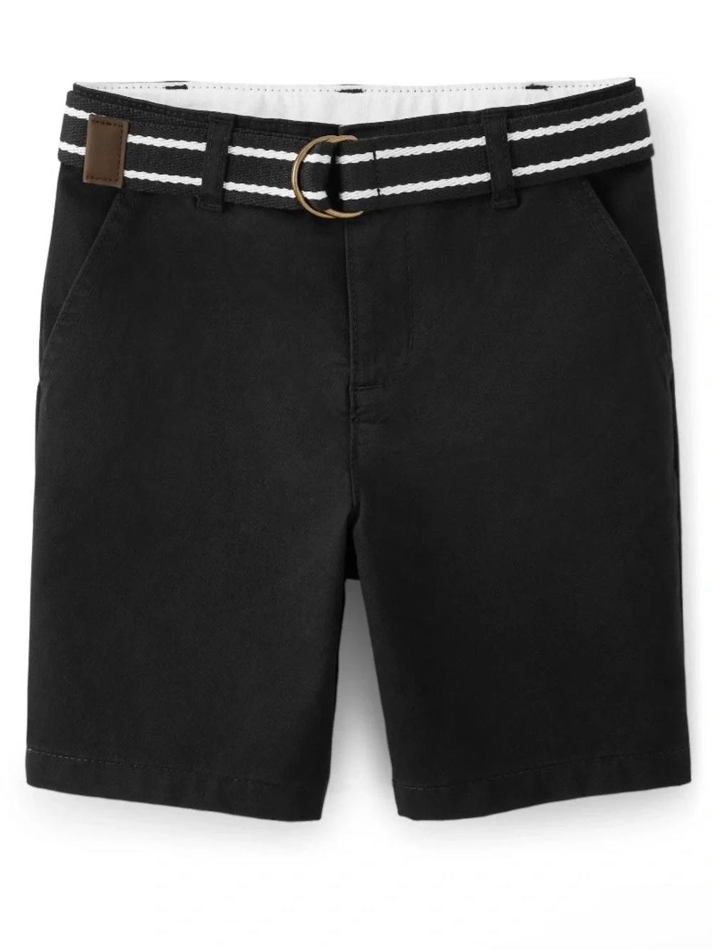 Gymboree Boys Black Wrinkle-Resistant Belted Chino Uniform Shorts Size 7